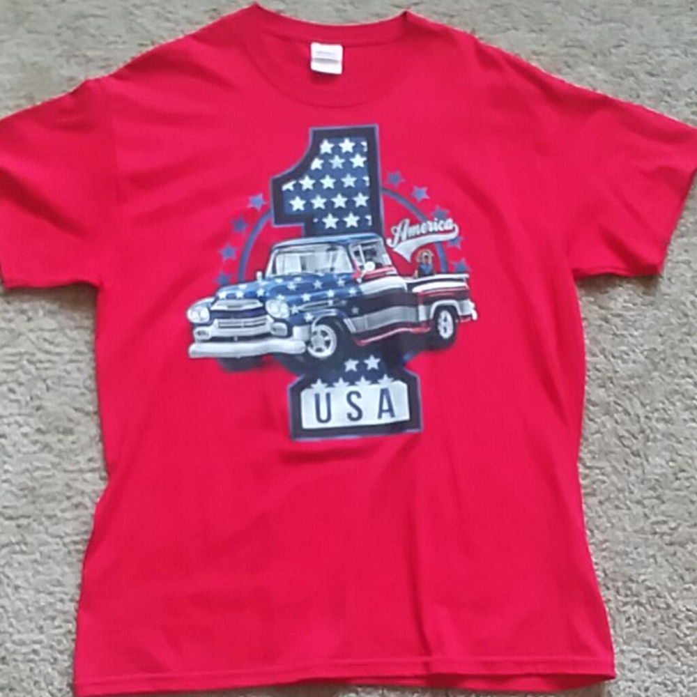 #1 American Cars Man U S A Heavy Old Short y2k Sleeves T-Shirt Size L